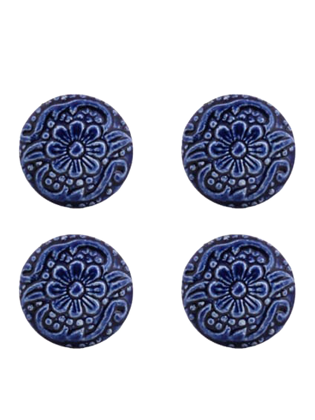 The Decor Mart Set Of 4 Blue Ceramic Decorative Knobs