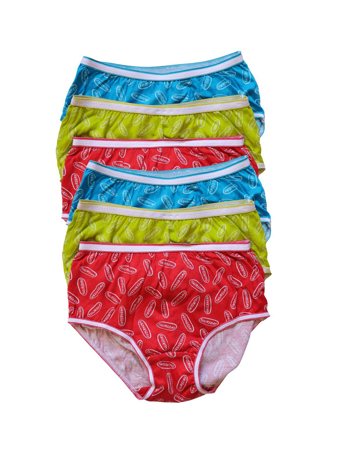 Red Rose Girls Pack Of 6 Typography Print Cotton Basic Briefs BABY46PO6