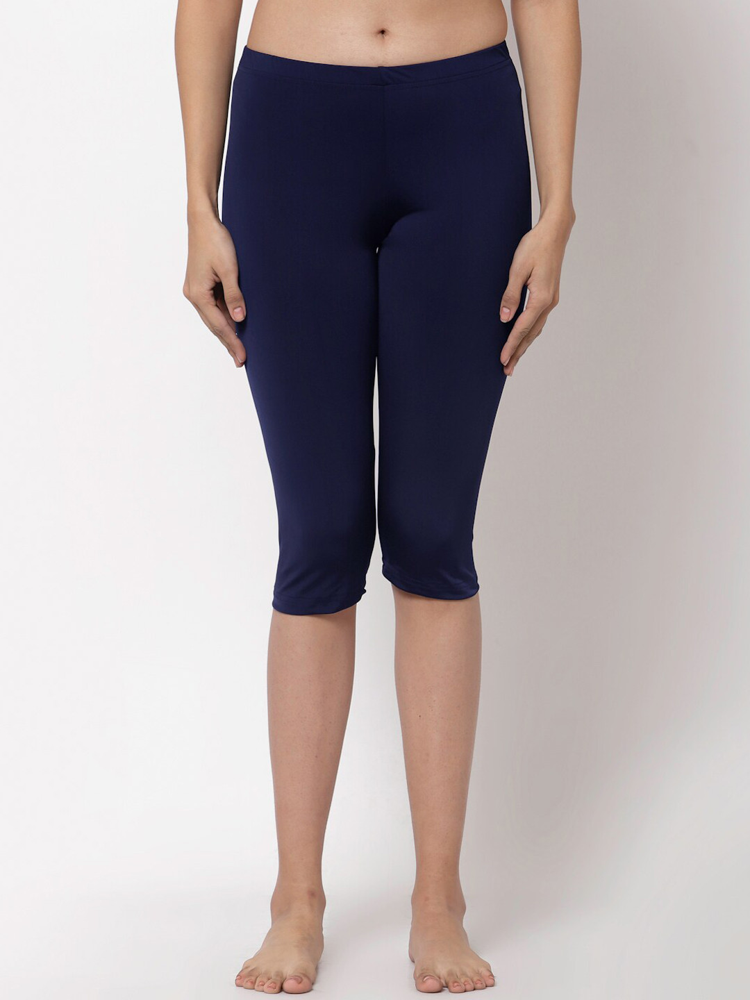 CUKOO Women Navy Blue Solid Swim Capris