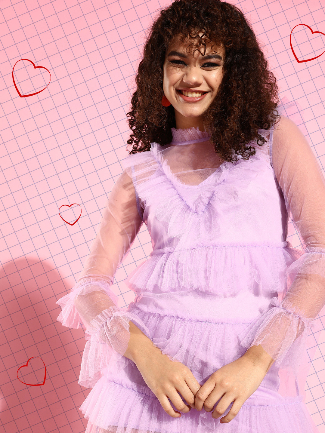 KASSUALLY Women Charming Lavender Solid Tulle Dress