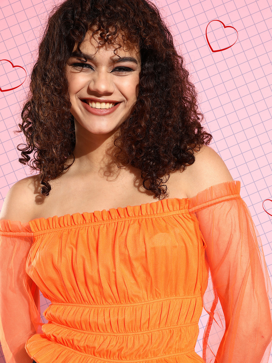 KASSUALLY Women Lovely Orange Solid Bardot Top