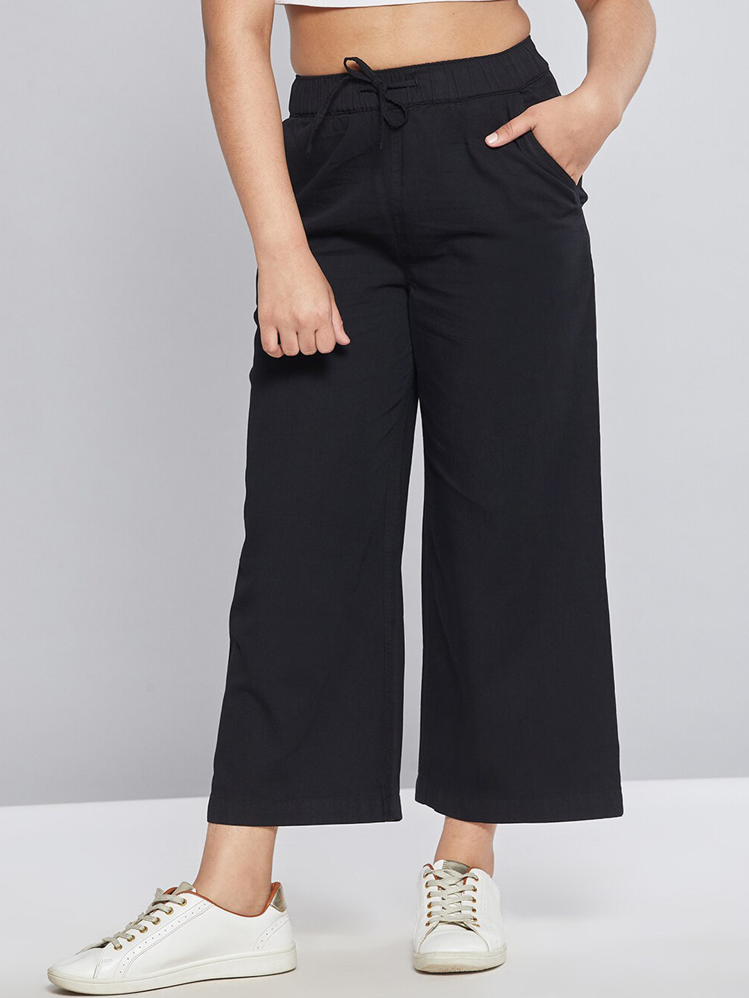 Noh Voh - SASSAFRAS Kids Girls Black Loose Fit Pure Cotton Trousers