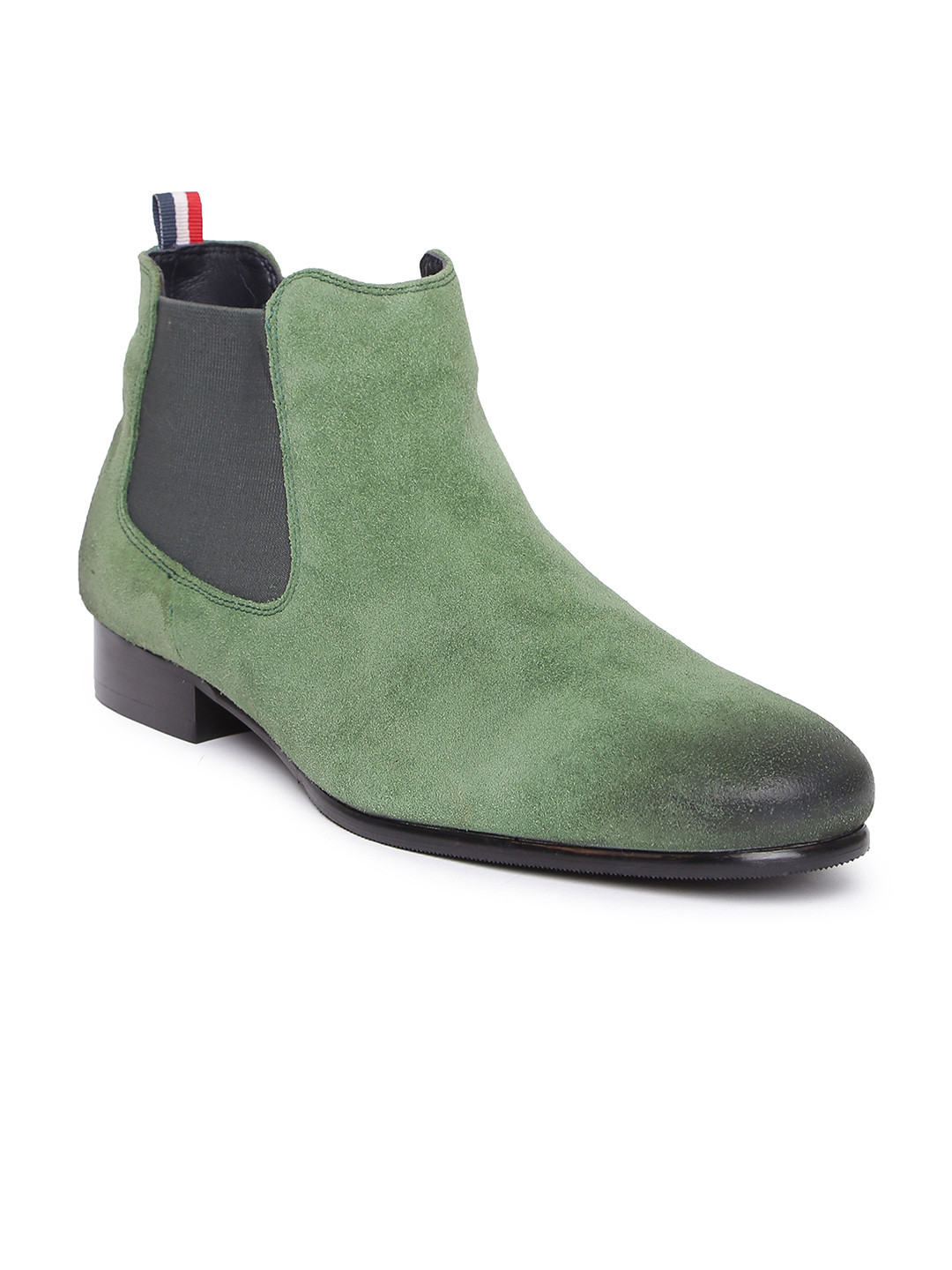 GABICCI Men Olive Green Suede Flat Boots