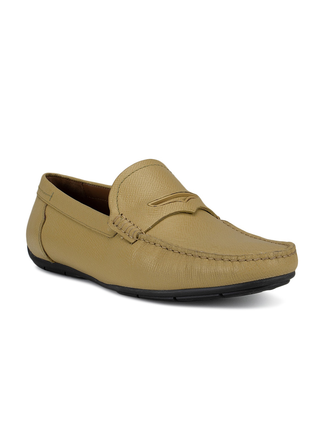 ROSSO BRUNELLO Men Green Leather Loafers