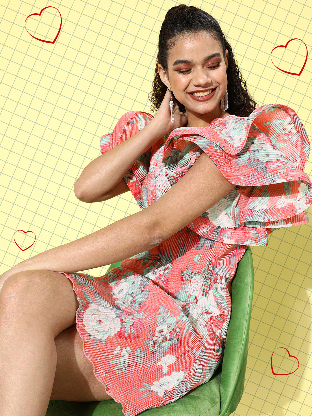 KASSUALLY Women Pretty Pink Romantic Florals Dress