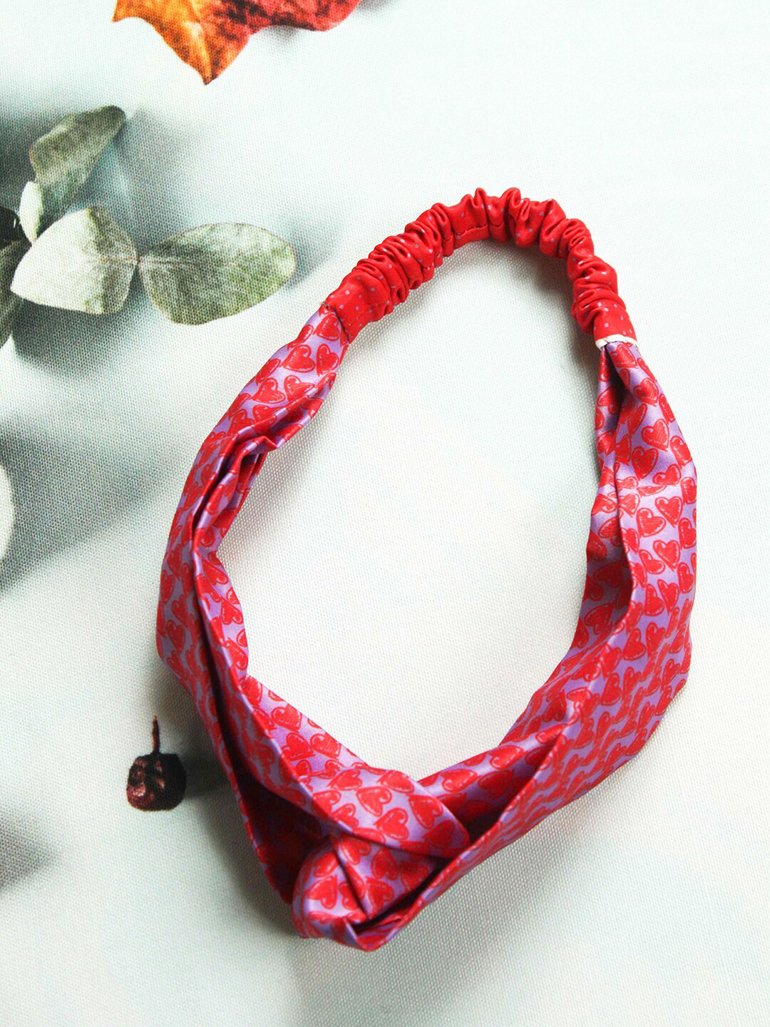 Tossido Women Purple & Red Printed Satin Hairband