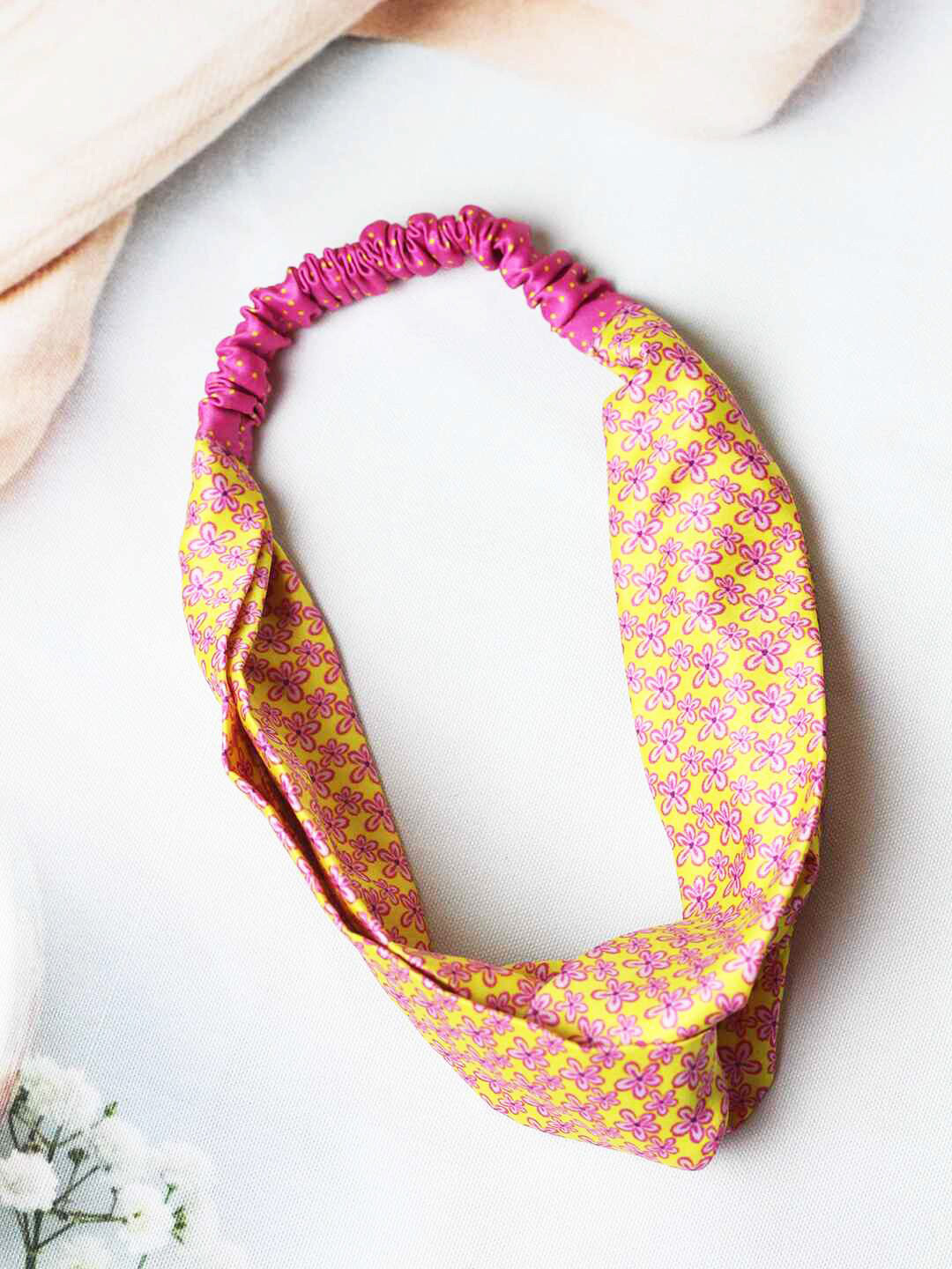 Tossido Women Yellow & Pink Criss-Cross Top Hairband