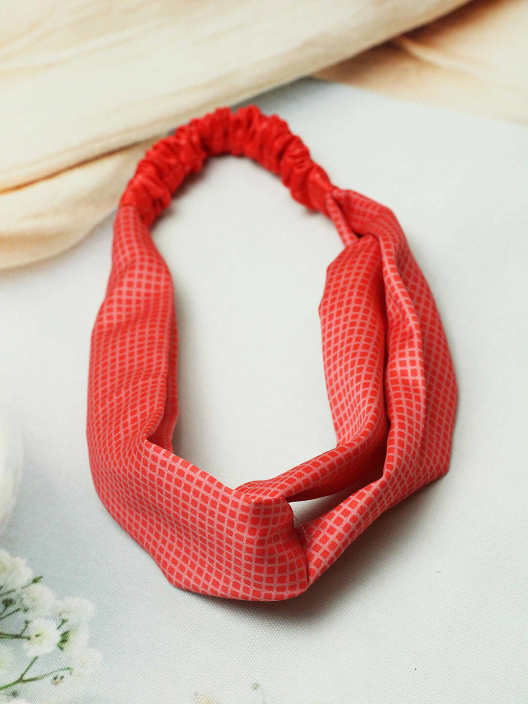 Tossido Women Red Checked Satin Headband