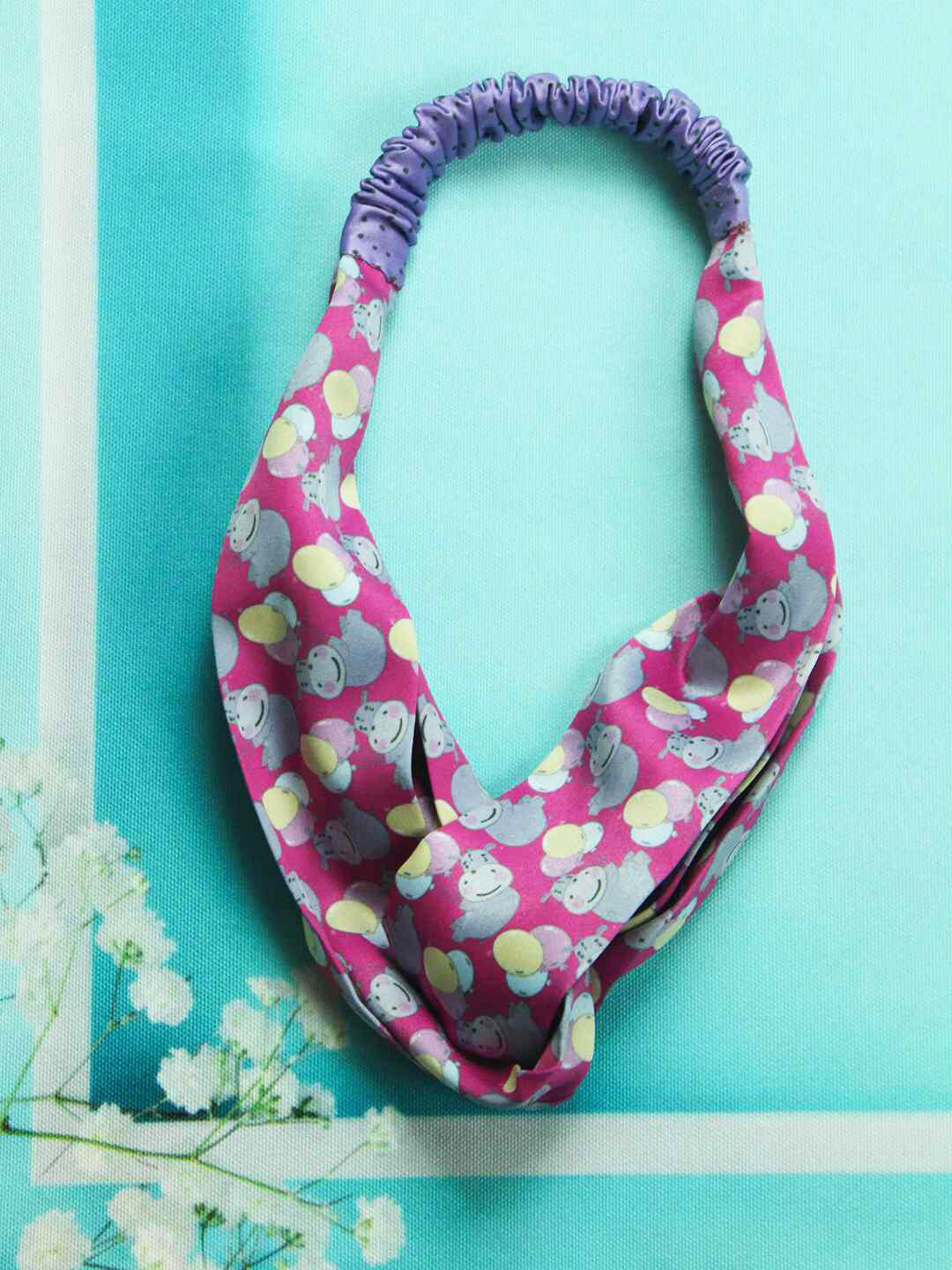 Tossido Women Pink & Lavender Cartoon Animal Printed Criss-Cross Headband