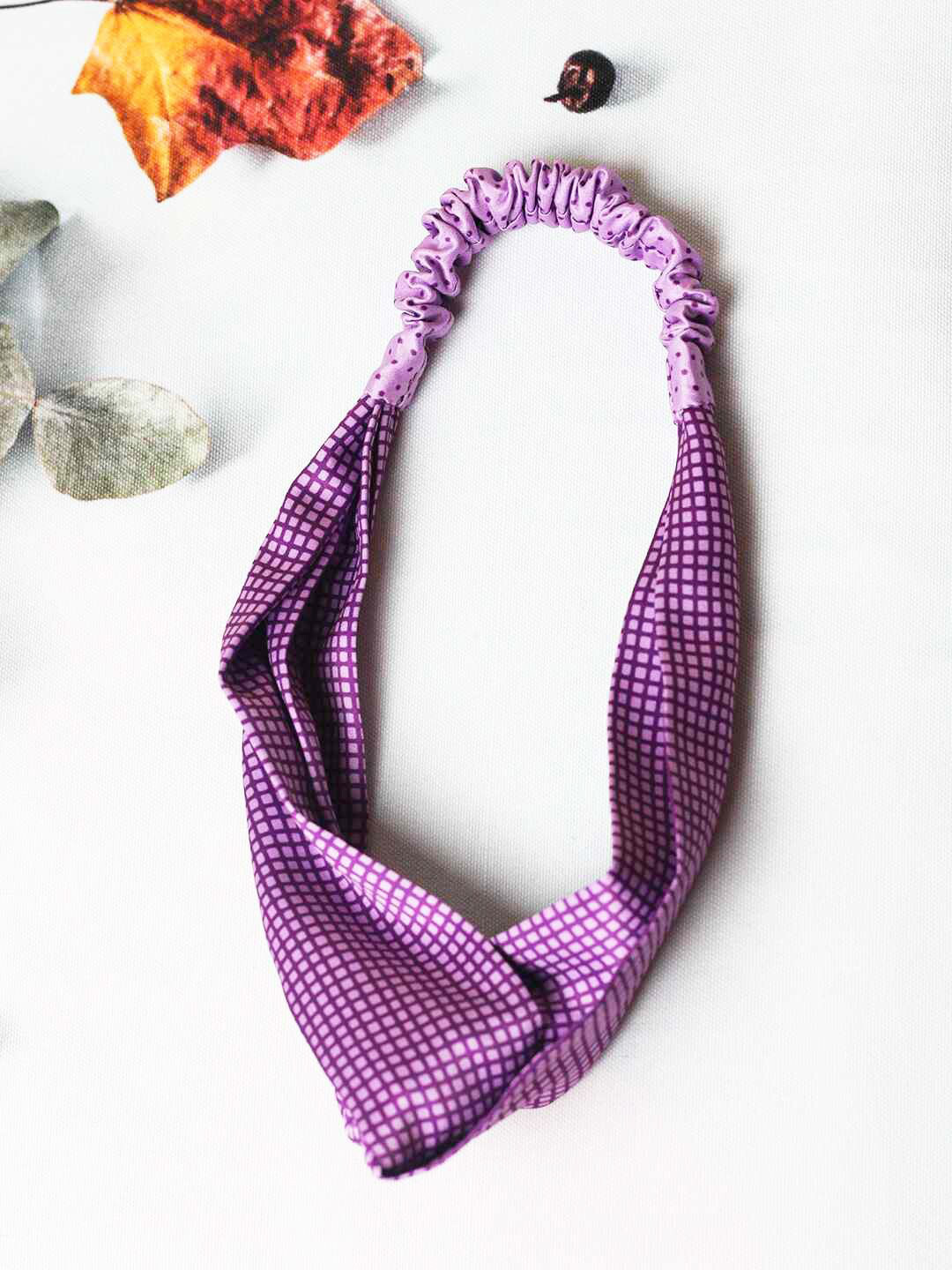 Tossido Women Purple Checked Criss Cross Satin Headband