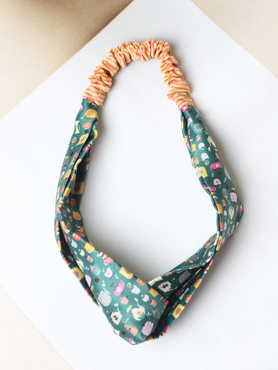 Tossido Women Green Printed Satin Headband