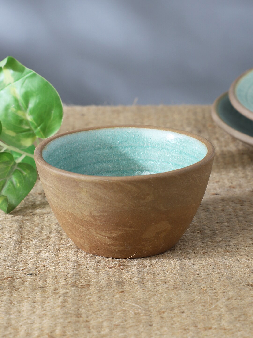 MIAH Decor Green & Brown Textured Stoneware Microwave Safe Bowl