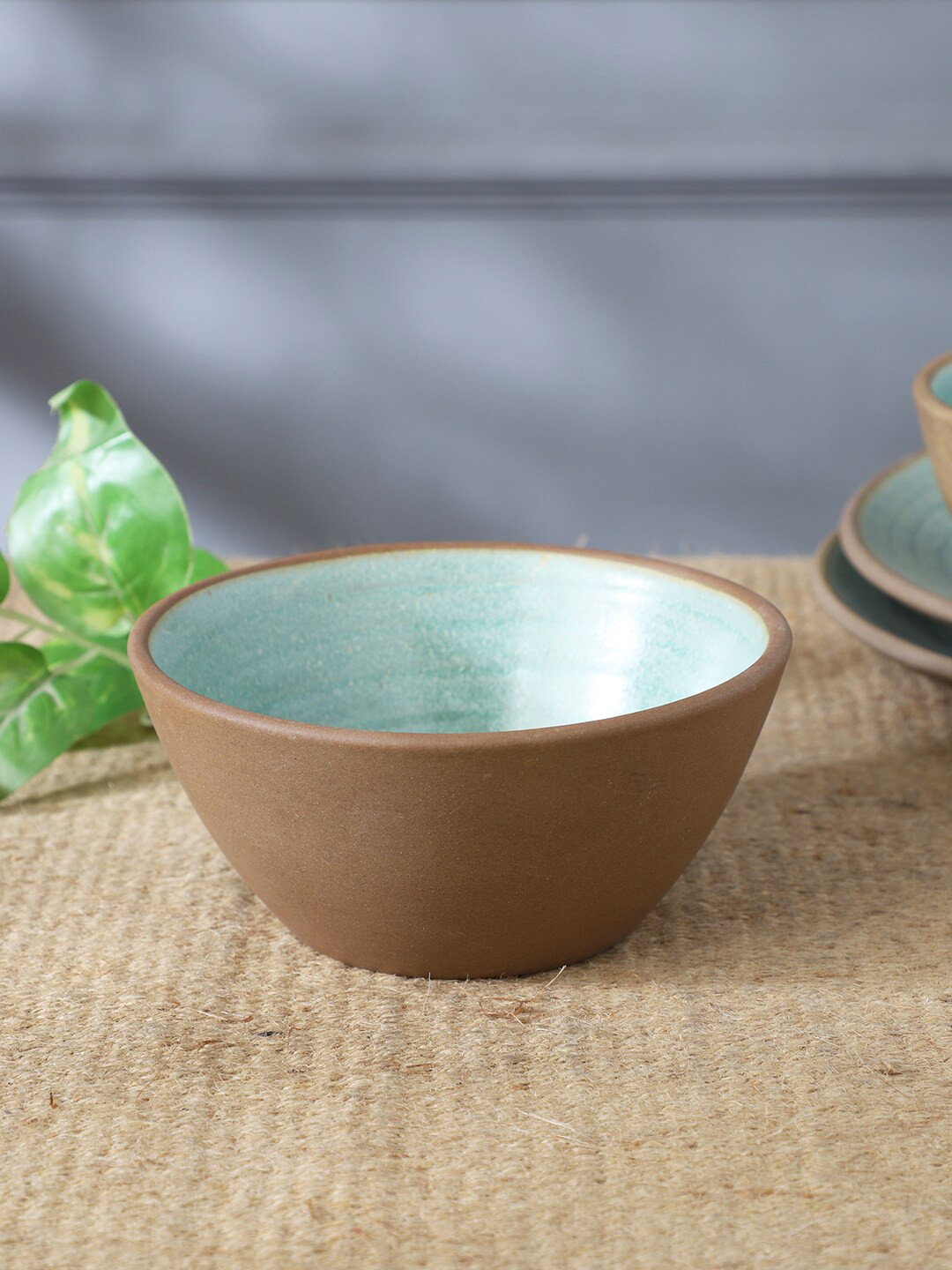 MIAH Decor Green & Tan Textured Stoneware Matte Bowls