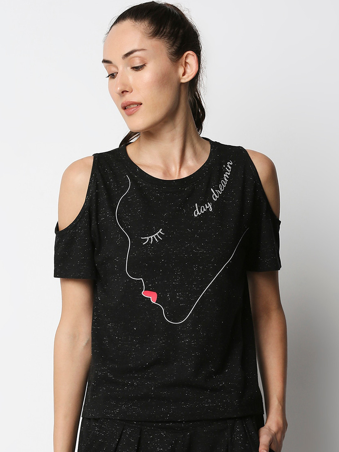 Tuna London Women Black Printed Tracksuit