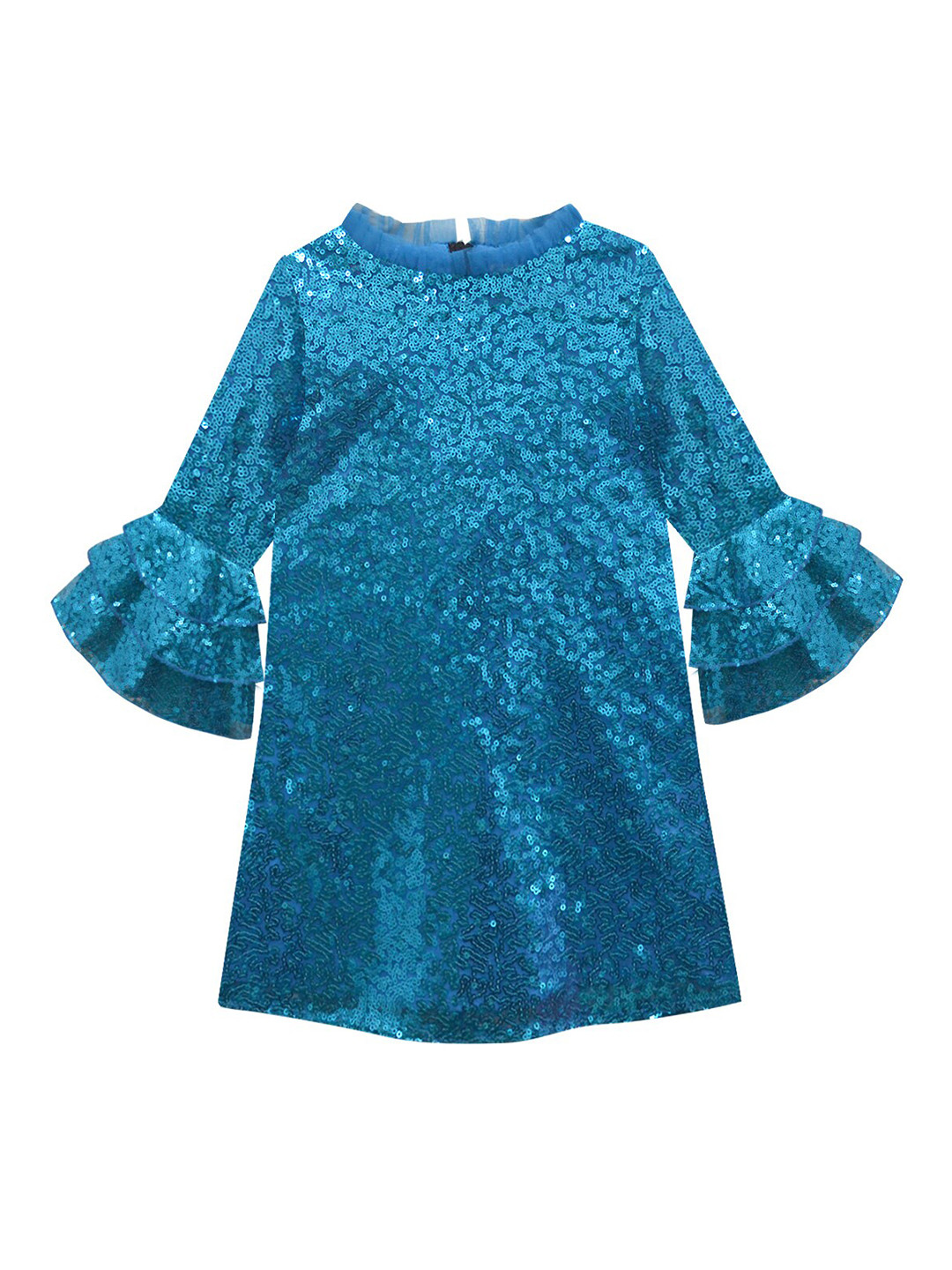 A T U N Blue Embellished A-Line Dress