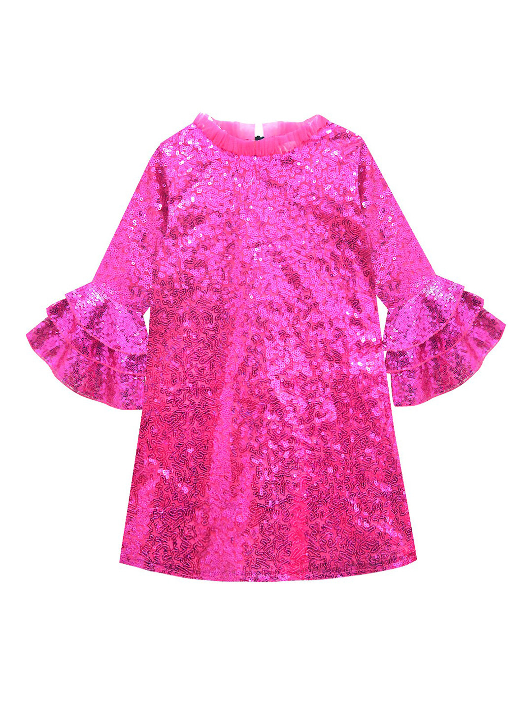 A.T.U.N. Fuchsia Embellished Sequined A-Line Dress