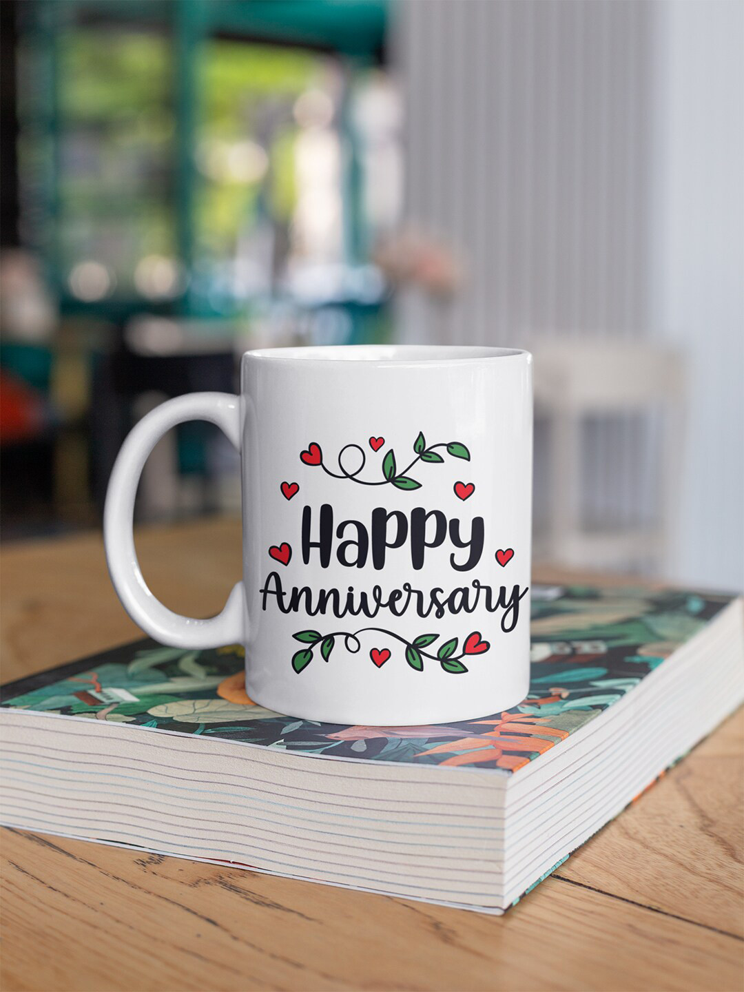 Oye Happy Bear Design White Typography Ceramic Handmade Mug-300ml