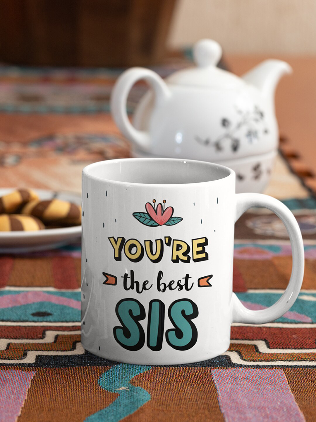 Oye Happy White Typography Ceramic Microwave Safe Mug-330ml