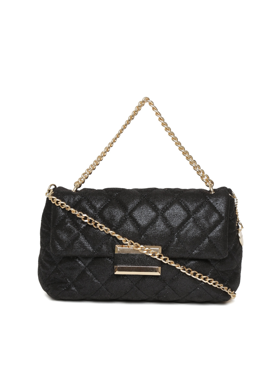 black quilted handbag with chain strap