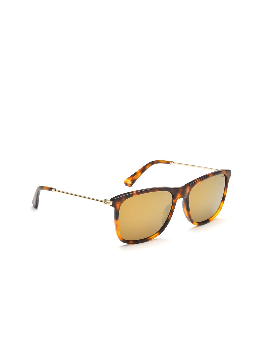 Police Men Gold Full Rim Polarised Square Sunglasses