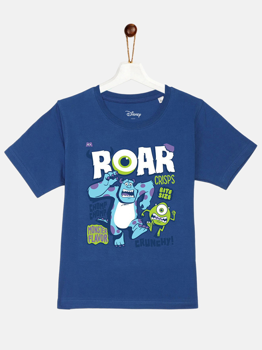 YK Disney Boys Blue Monster Inc. Printed Cotton T-shirt