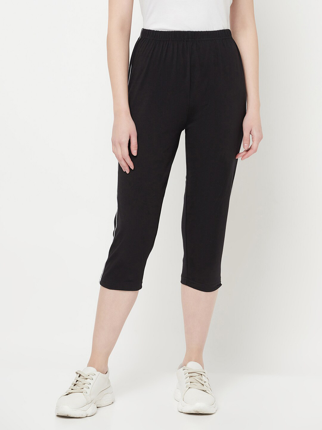 Espresso Women Black Pure Cotton Capris