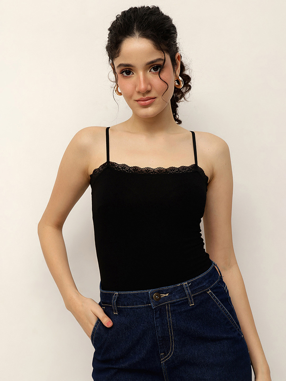 Espresso Women Black Solid Camisole