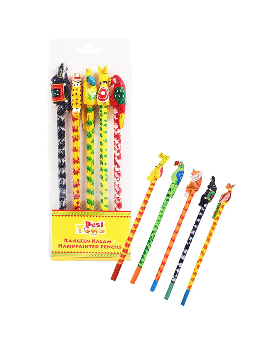 Desi Toys Set Of 5 Multicoloured Printed Pencils