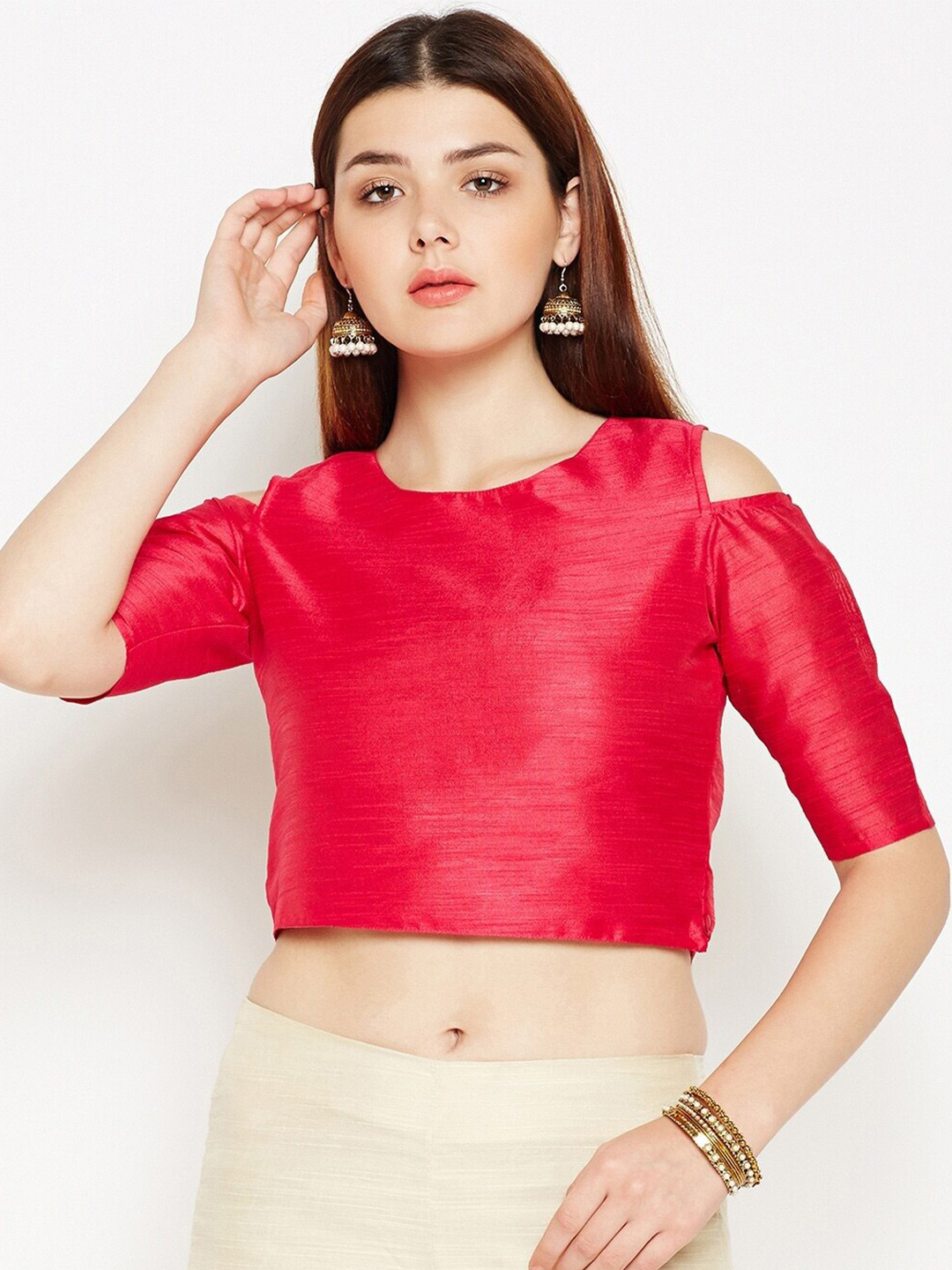 Be Indi Red Pure Silk Crop Top