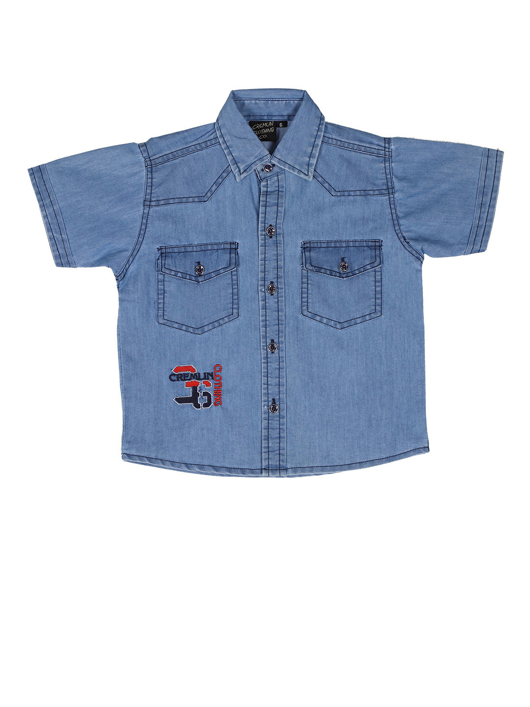 CREMLIN CLOTHING Boys Blue Comfort Casual Denim Shirt