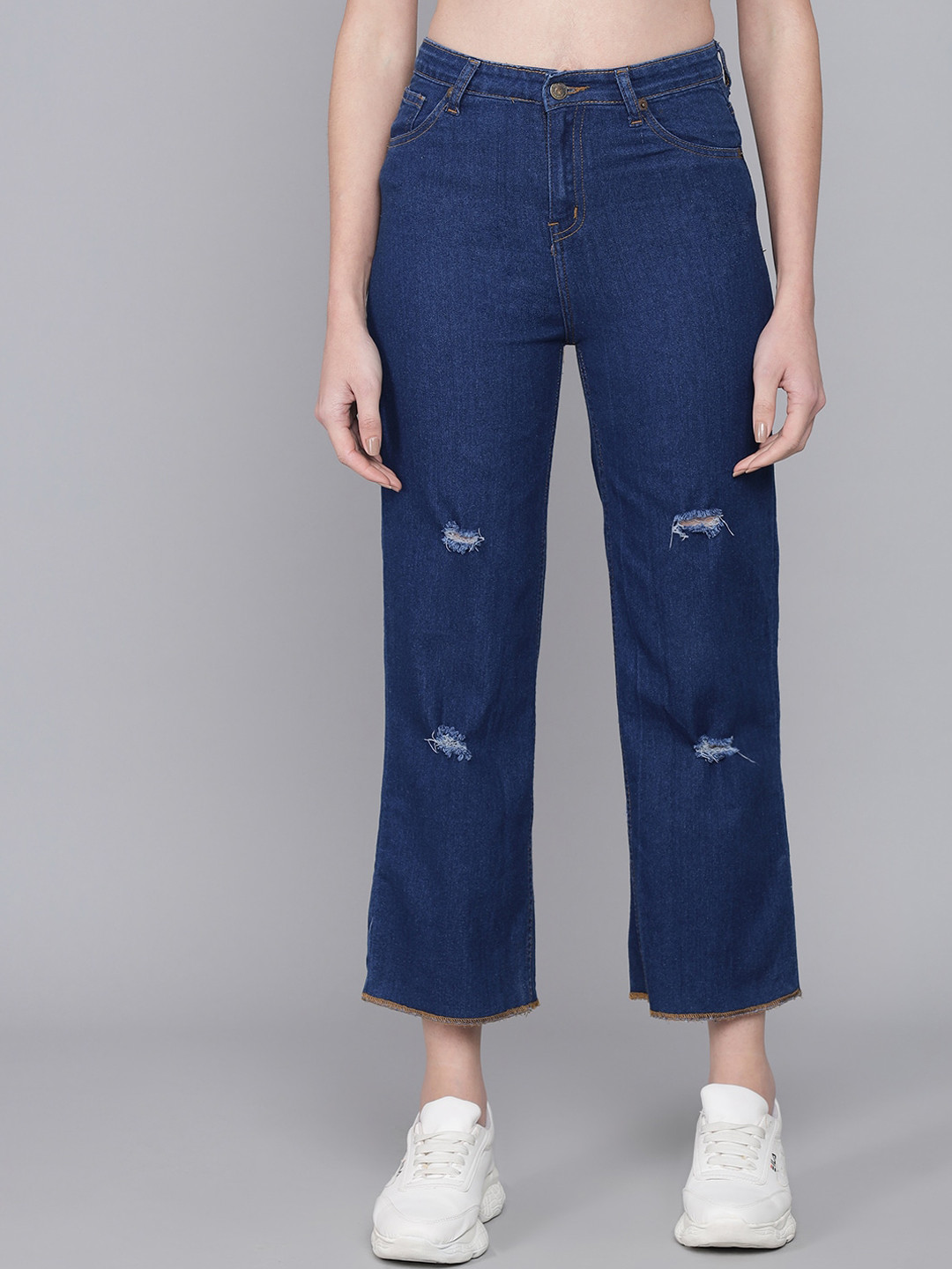 Kotty Women Blue Flared High-Rise Mildly Distressed Jeans