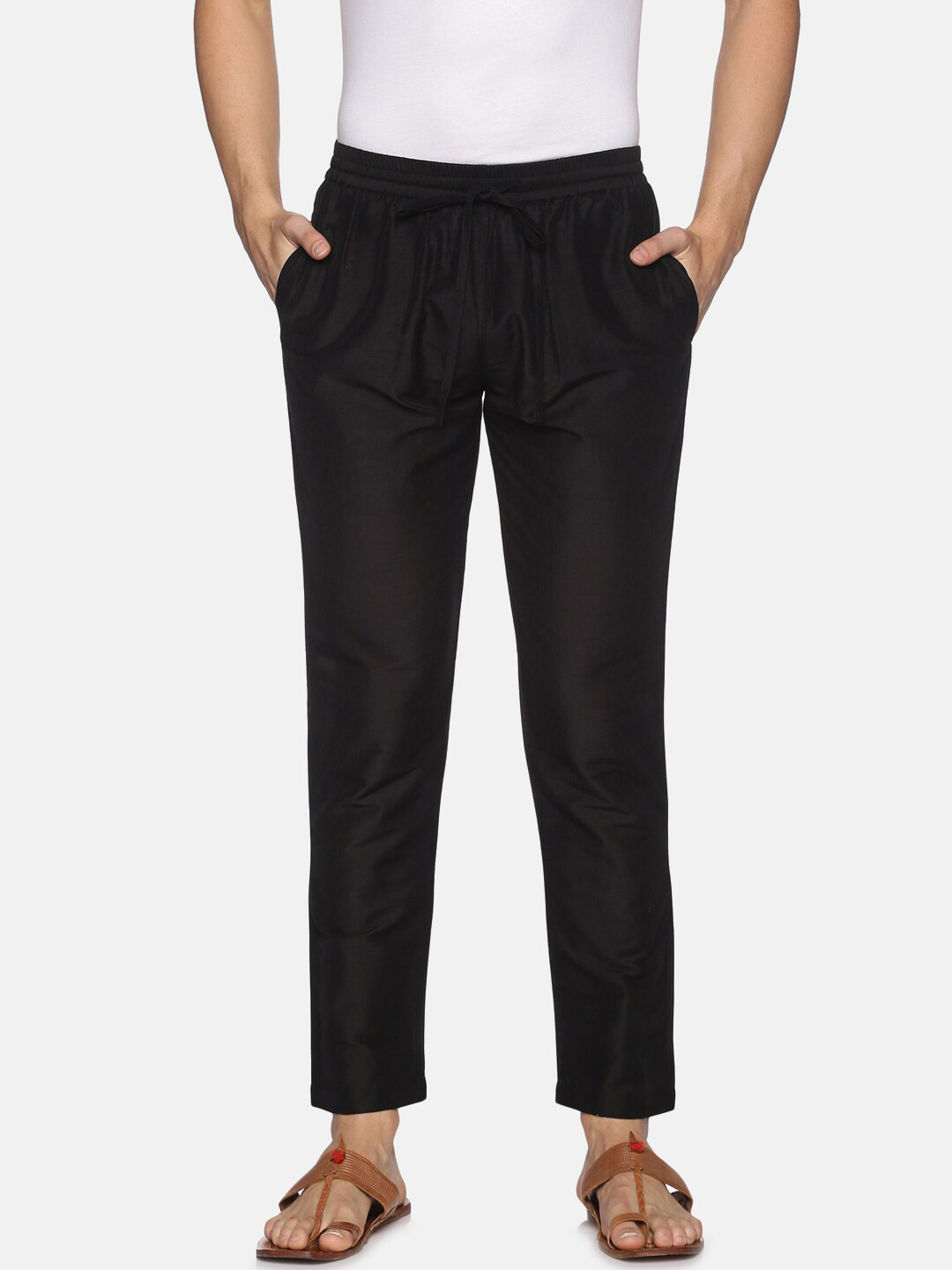 Saffron Threads Men Black Pyjama