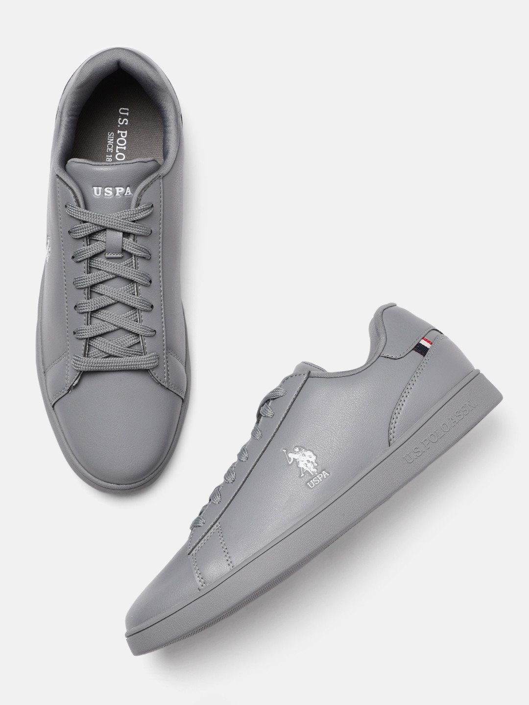 U S Polo Assn Men Grey PU Sneakers