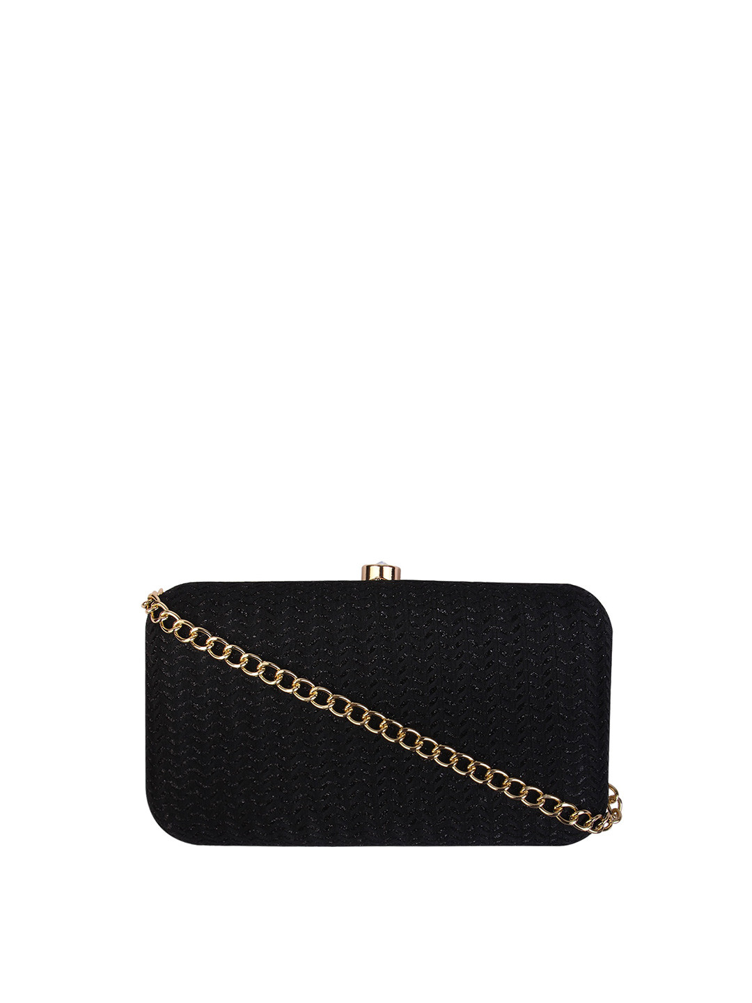 Vdesi Black & Gold-Toned  Textured Box Clutch