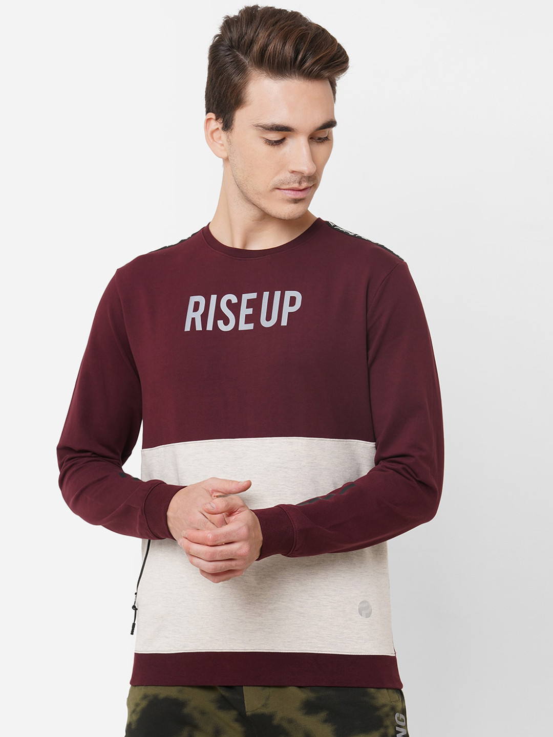 Pepe Jeans Men Purple Colourblocked Sweatshirt