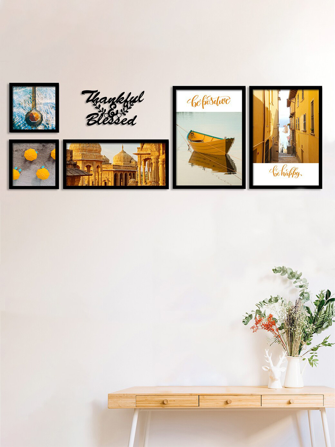 Art Street Quotes MDF 5 Pcs Wall Living Room Rectangle Paintings Wall Art -44.40 x 55In