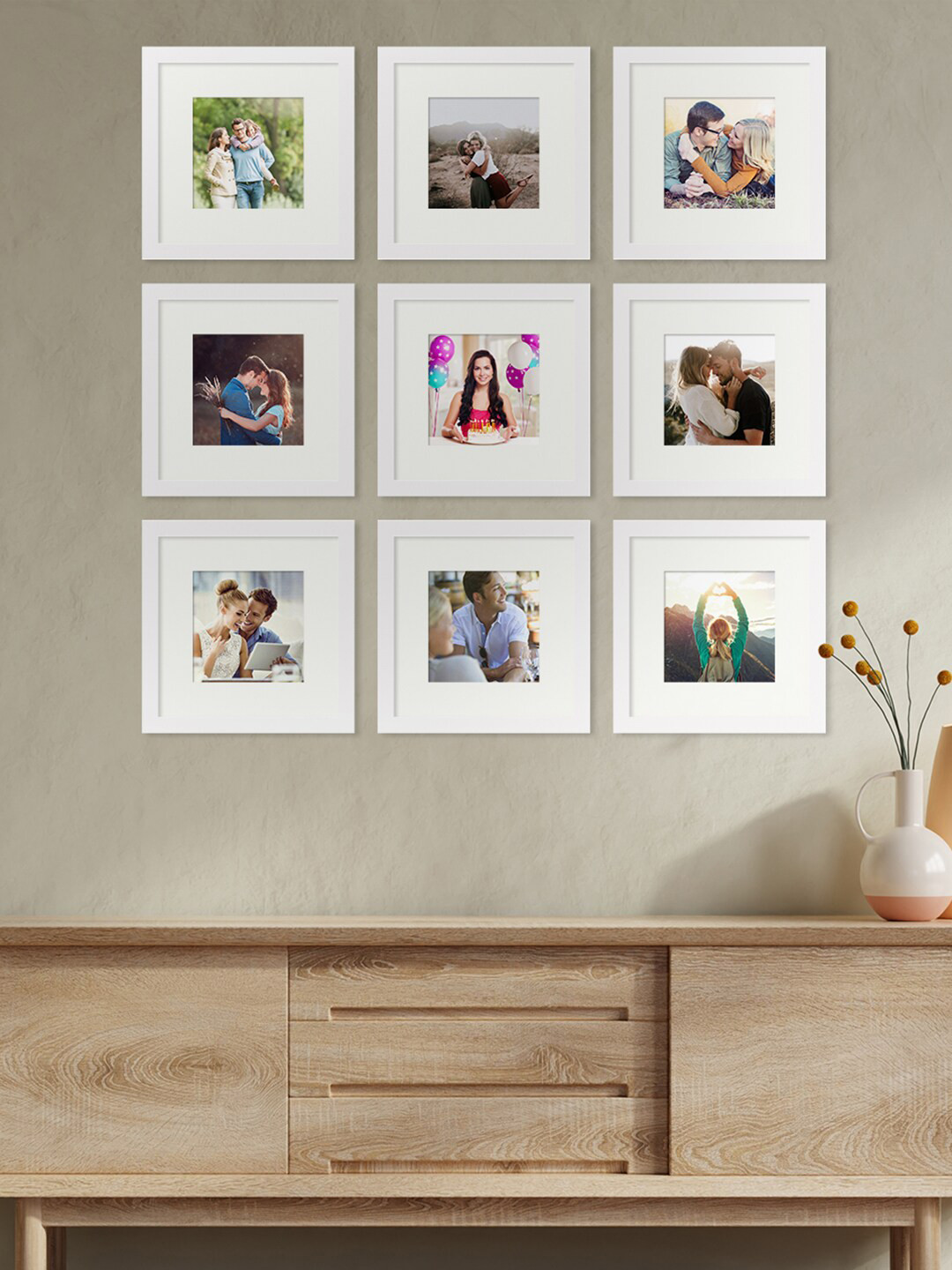 Art Street Set Of 9 White Wall Photo Frames