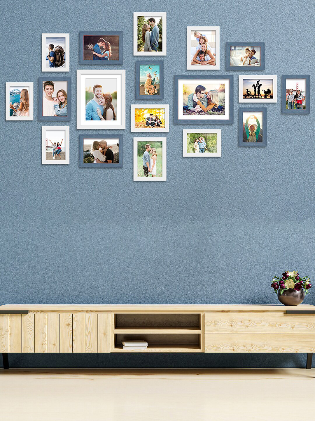Art Street Set of 18 Blue & White Wall Photo Frames