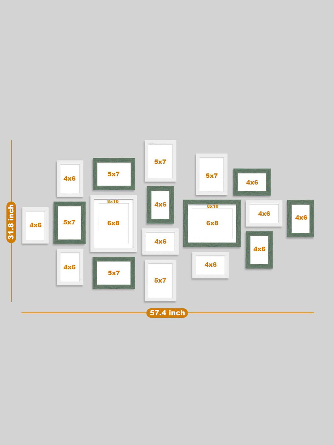 Art Street Set of 18 White & Green Photo Frames