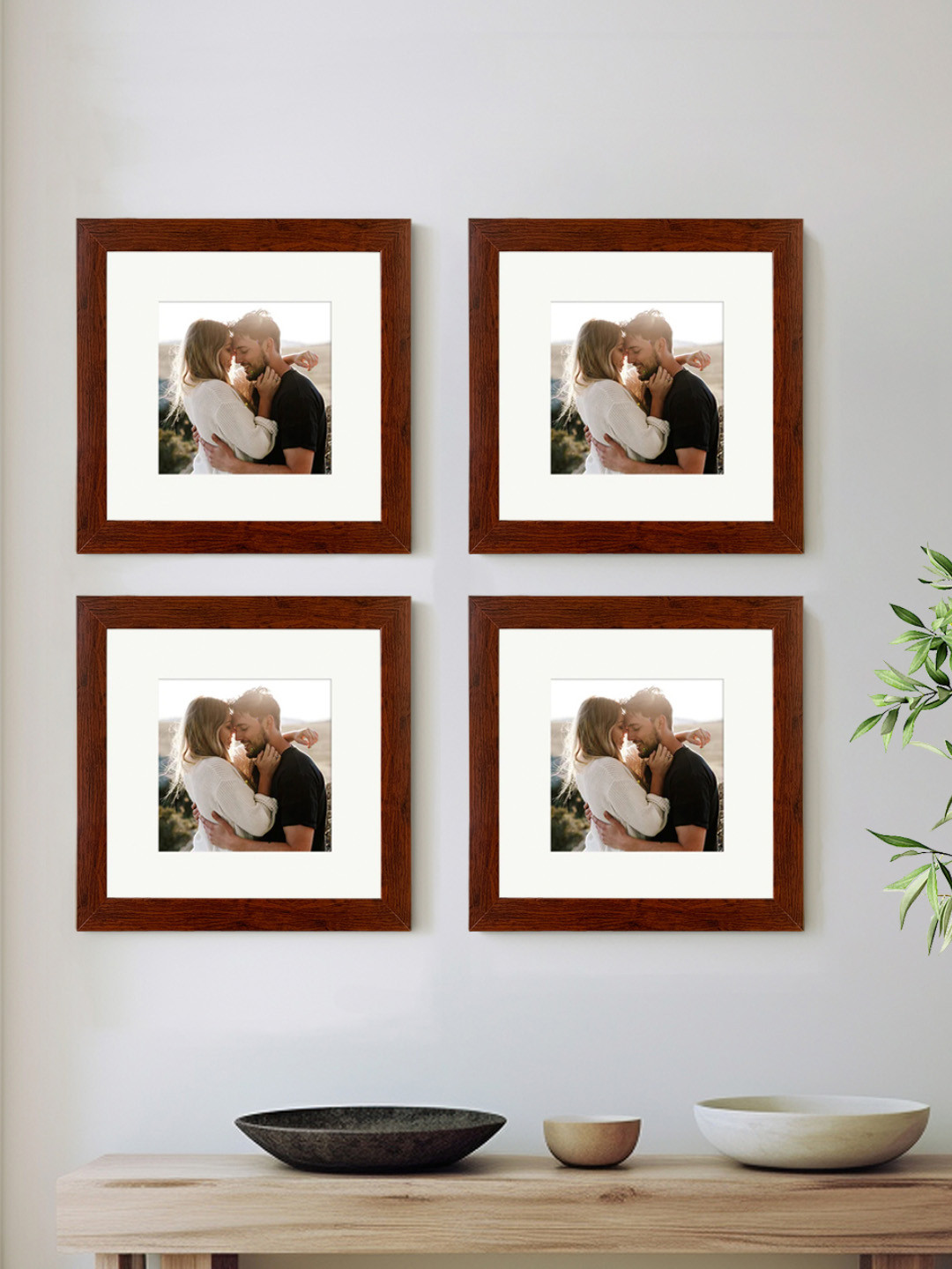 Art Street Set of 4 Maroon & White Wall Photo Frames
