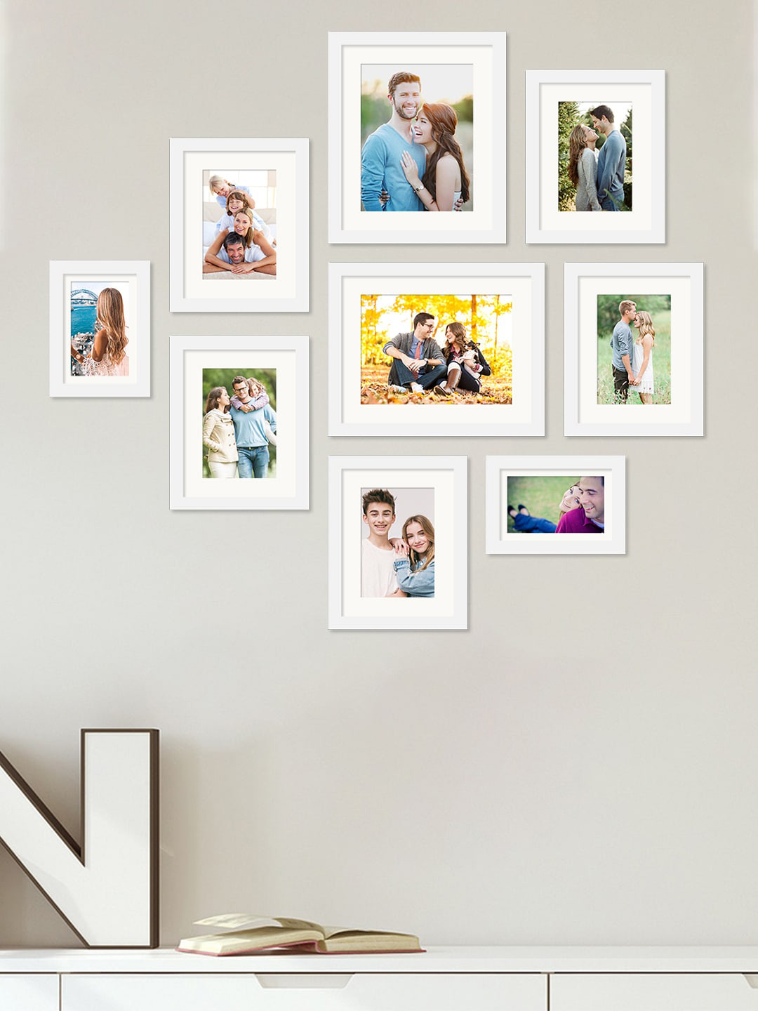 Art Street Set of 9 White & Blue Wall Photo Frames