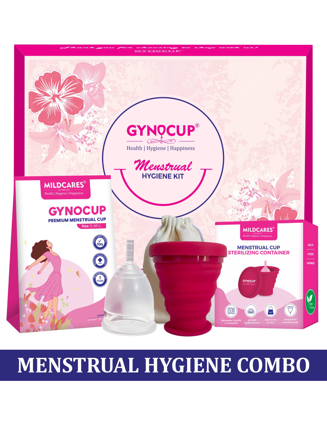 GYNOCUP Premium Menstrual Cup Small Size With Menstrual Cup Sterilizer Container