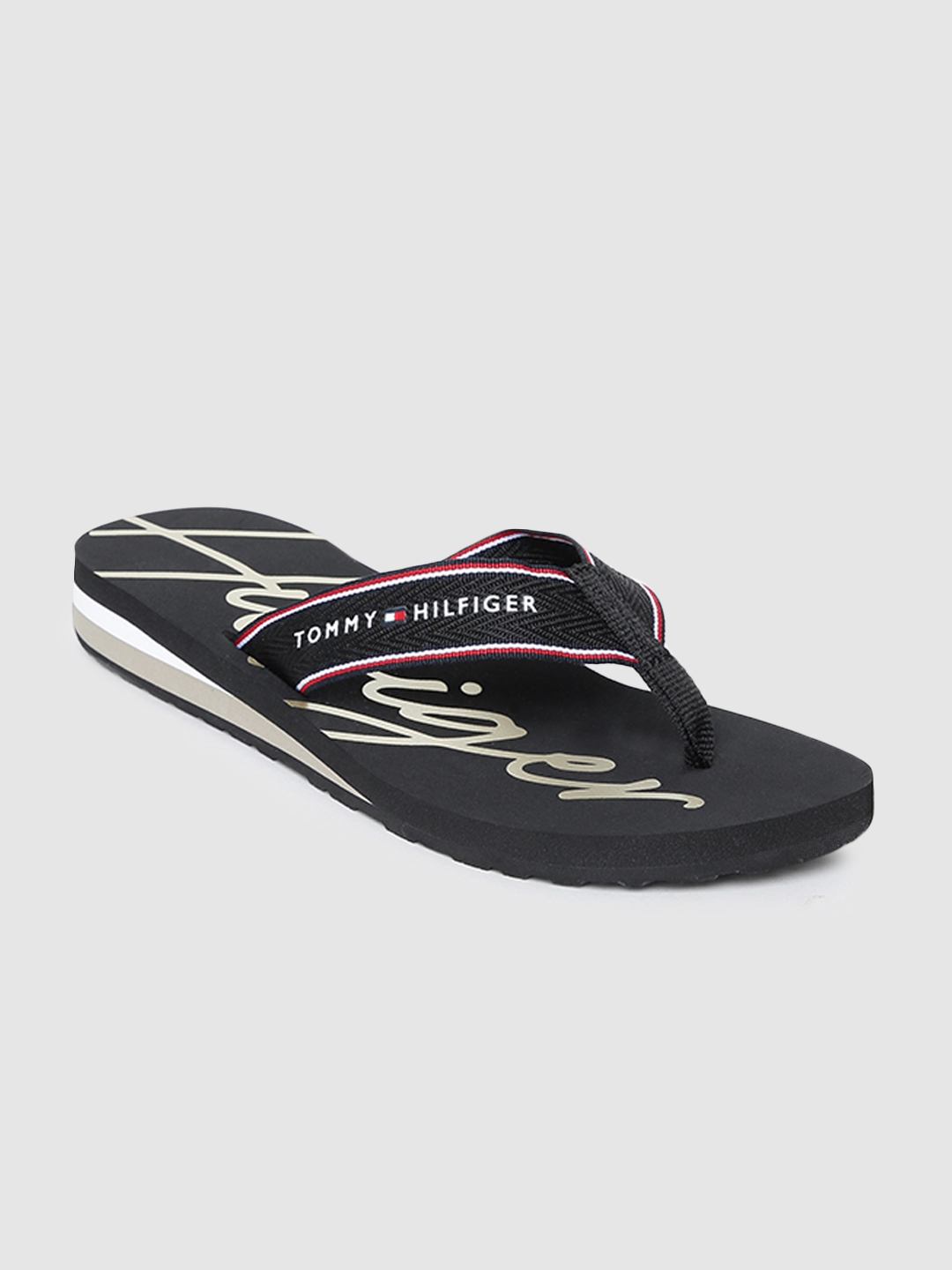 Tommy hilfiger women's discount black flip flops