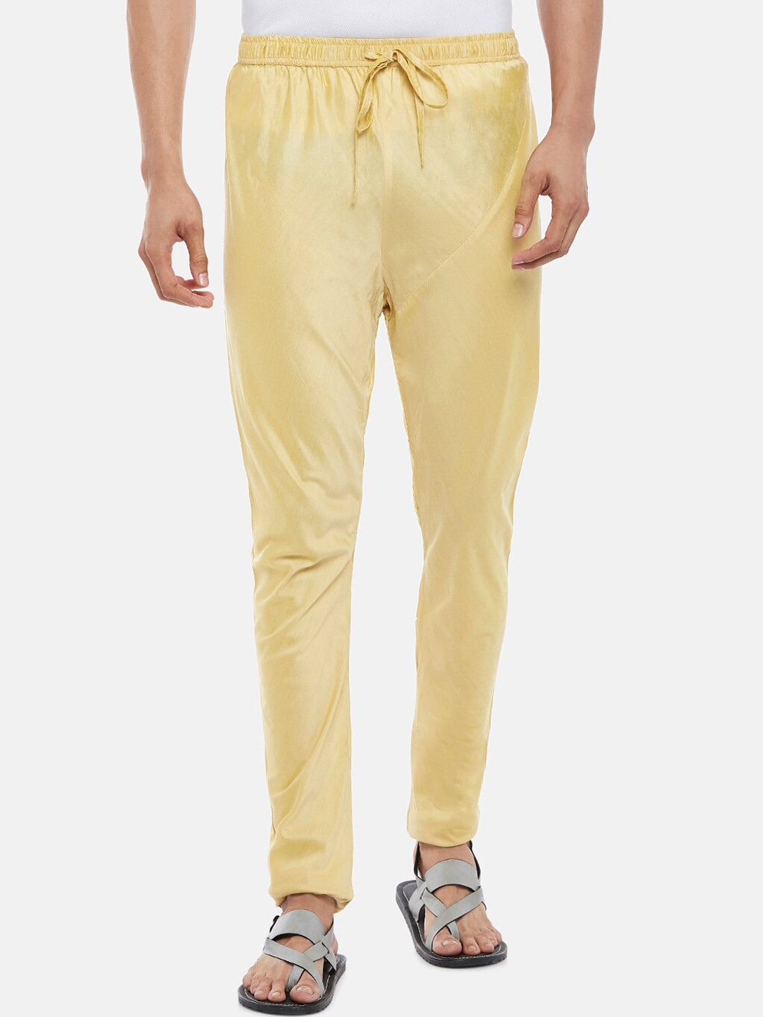 indus route by Pantaloons Men Gold-Toned Loose Fit Pure Cotton Churidar