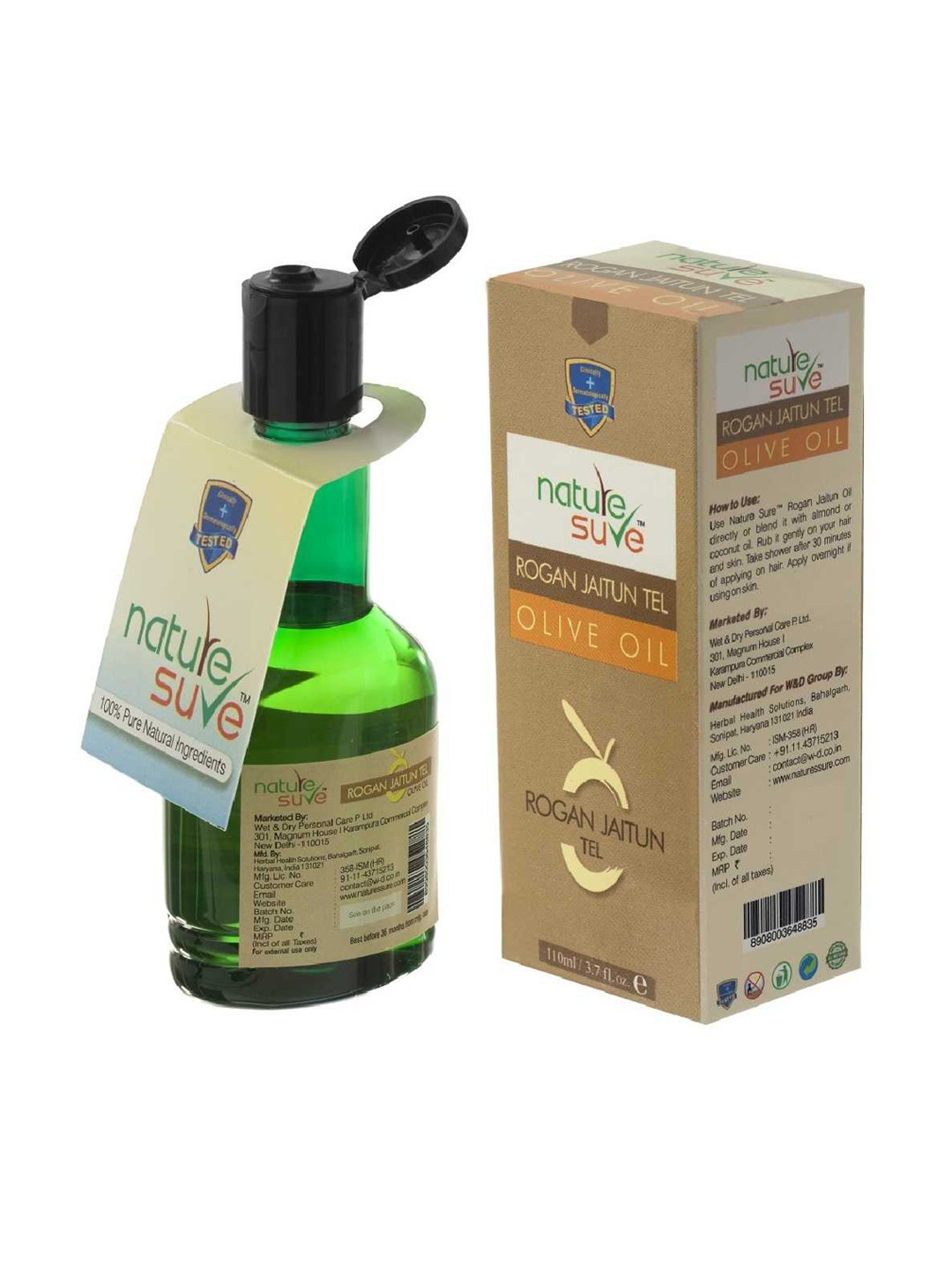 Nature Sure Pack Of 2 Rogan Herbal Jaitun Oil - Olive Oil For Wrinkle Reduction - 110 ml