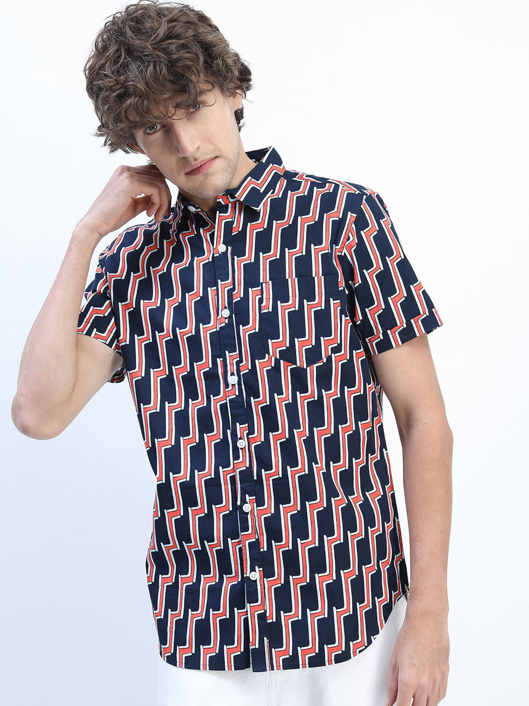 KETCH Men Red Slim Fit Printed Casual Shirt