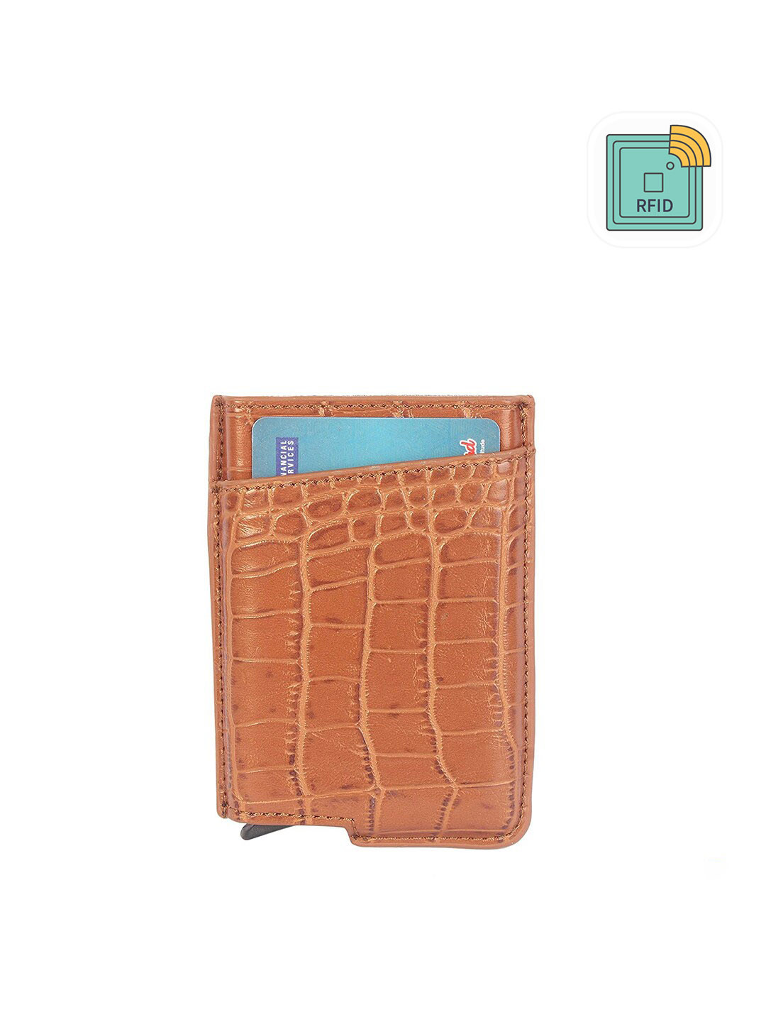 Instabuyz Men Brown Animal Textured Leather RFID Card Holder