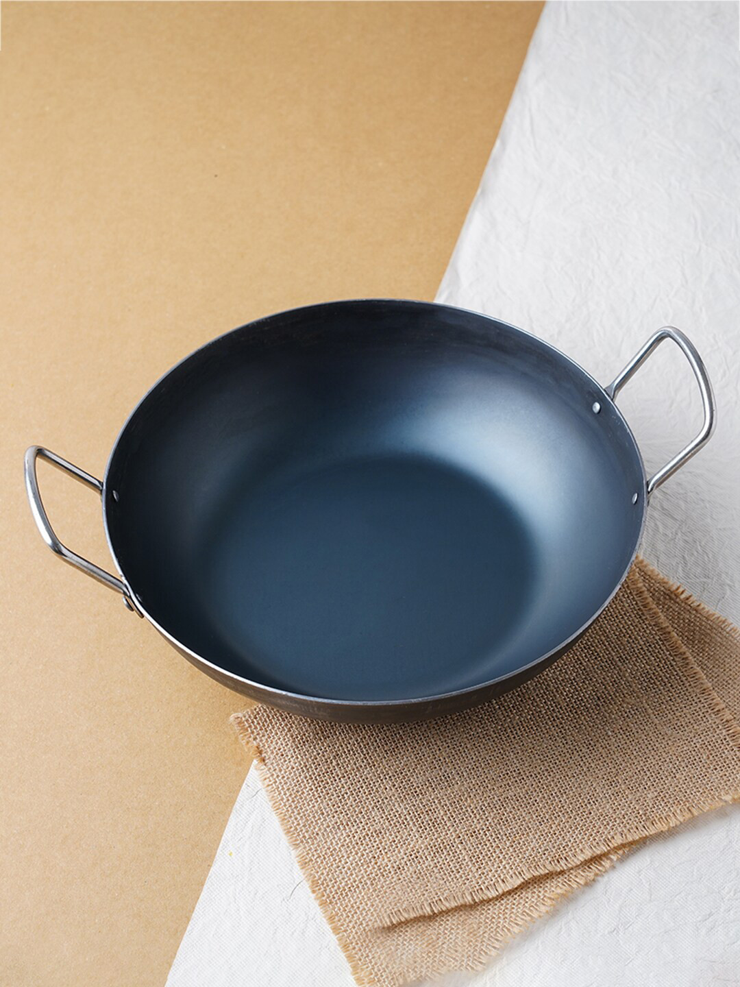 The Indus Valley Black Solid Iron Kadhai