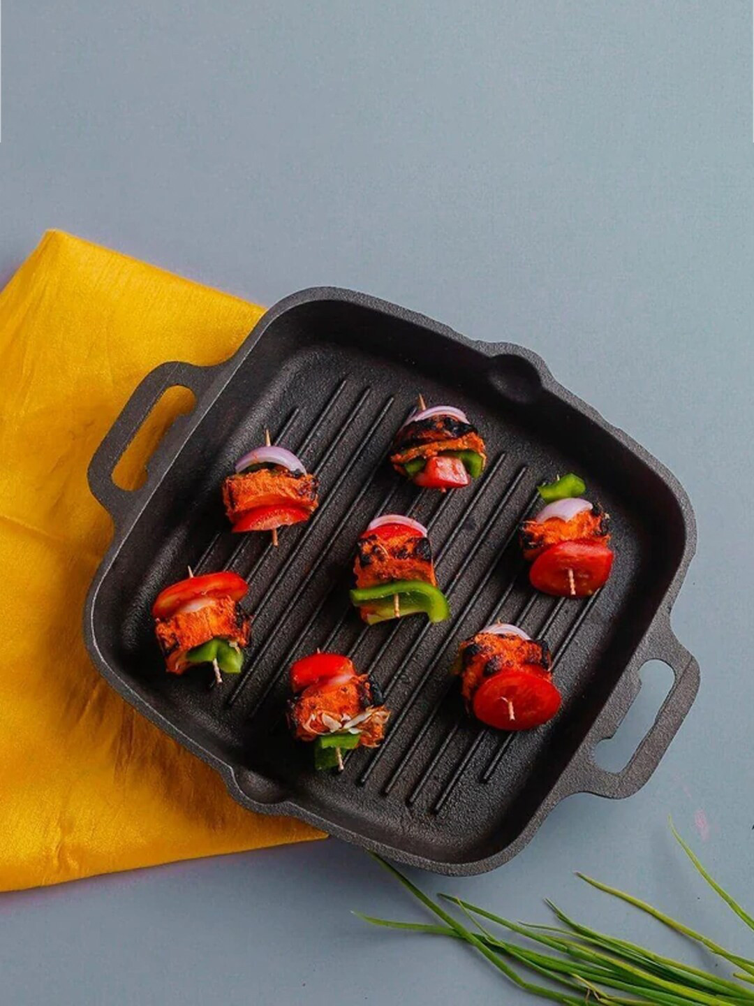 The Indus Valley Black Pre Seasoned Super Smooth Cast Iron Grill Pan with Double Handle