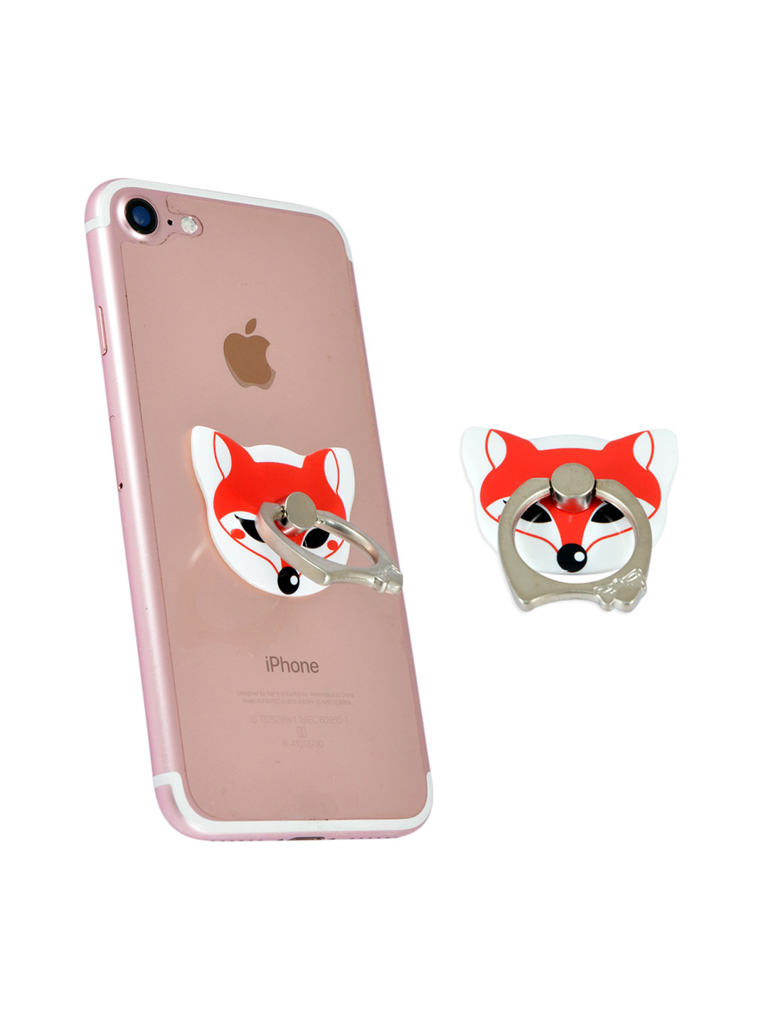 Instabuyz White & Orange Reusable Anti-Theft Rotating Metal Mobile Ring Holder